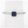Image 1 : New 14k Gold 0.70 ctw Square Cut Sapphire Diamond Solitaire Stack Engagement Rin