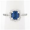 NEW Platinum 1.89 ctw GIA NO HEAT Cushion Blue Spinel Brilliant Diamond Halo Rin