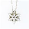 Image 5 : NEW 14k White Gold 0.83 ctw Diamond & Emerald Halo Flower Cluster Pendant Neckla