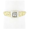 Antique 14k TT Gold 0.10 ctw Old Mine Cut Diamond Solitaire Petite Promise Ring