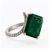 Image 2 : 4.86 ctw Emerald and 0.74 ctw Diamond 14K White and Yellow Gold Ring