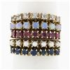 Vintage 14k Gold Round Ruby Sapphire Diamond Opal Pearl 5 Band Harem Stack Ring