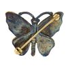 Image 3 : Vintage 14K Yellow Gold Colorful Petite Butterfly Brooch Pin w Florentine Finish