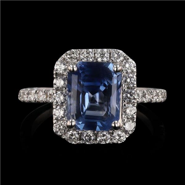 3.06 ctw Tanzanite and 0.76 ctw Diamond 18KT White Gold Ring