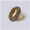Image 2 : 18k Yellow Gold Lemon Quartz & Black Diamond Cocktail Ring by Carlo Rici