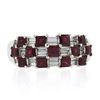 Image 4 : 18K White Gold 2.65 ctw Square Ruby & Baguette Diamond Checkerboard Cocktail Rin