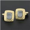 Image 6 : Men's Morelli 14K Gold Cushion Cabochon Bezel Hematite Roman Numeral Cuff Links