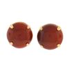 Vintage 14K Gold 8.3mm Round Cabochon Natural Copper Color Stone Stud Earrings
