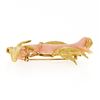 Image 4 : Vintage 14k Yellow Gold Large Natural Angel Skin Coral Branch & Leaf Brooch