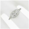 Image 3 : Antique Art Deco 14k White Gold Old European Cut Diamond Solitaire Promise Ring
