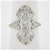 Image 1 : Antique Edwardian Platinum 1 ctw Old Diamond Milgrain Detailed Long Dinner Ring