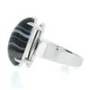 Image 5 : New 14k White Gold 18.2x13mm Oval Cabochon Gray Banded Agate Solitaire Ring