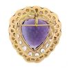 Image 4 : Antique Victorian 14k Gold Large Heart Amethyst & Diamond Enamel Brooch Pendant