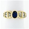 Trevi 18k Yellow Gold 1.90 ctw Oval Sapphire & Baguette Diamond Ring