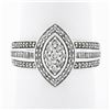 10k White Gold 0.78 ctw Round Prong Diamond Marquise Shaped Cluster Promise Ring