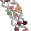 Image 6 : 18K Gold Oval Cabochon 49.55 ctw Multi Color Tourmaline Diamond Wide Bracelet