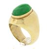 Image 8 : Vintage 14K Yellow Gold Bezel Oval Cabochon Green Jade Polished Wide Band Ring