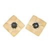 Vintage 14K Gold Brown Star Sapphire Infinity Square Florentine Finish Cufflinks