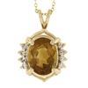 Image 2 : Estate 14K Yellow Gold Oval Citrine & 0.10 ctw Diamond Pendant & Adjustable Chai