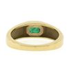 Image 3 : Unisex NEW 14K Yellow Gold 0.66 ctw Green Emerald Sideways Bezel Solitaire Ring