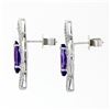Image 4 : Custom 18k White Gold 3.50 ctw Marquise Amethyst & Diamond Large Stud Earring