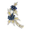 Vintage 18k Gold & Platinum 6 ctw GIA Sapphire & Diamond Flower Branch Pin Brooc