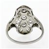 Image 7 : Antique Art Deco 18K White Gold.35 ctw Diamond Domed Etched Filigree Dinner Ring