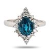 Image 1 : 4.33 ctw Blue Zircon and 0.54 ctw Diamond Platinum Ring