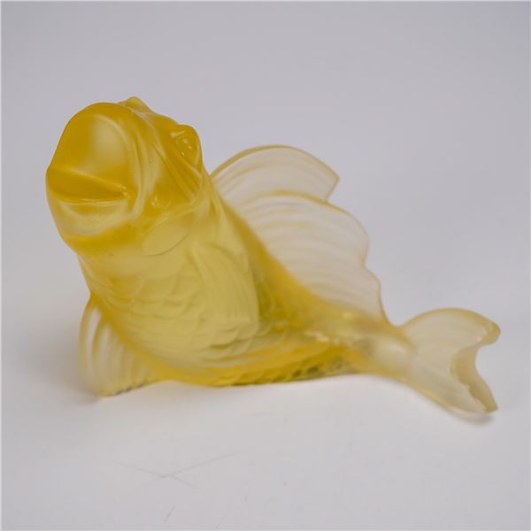 Baccarat Crystal Figurine, Yellow Fish with Open Mouth