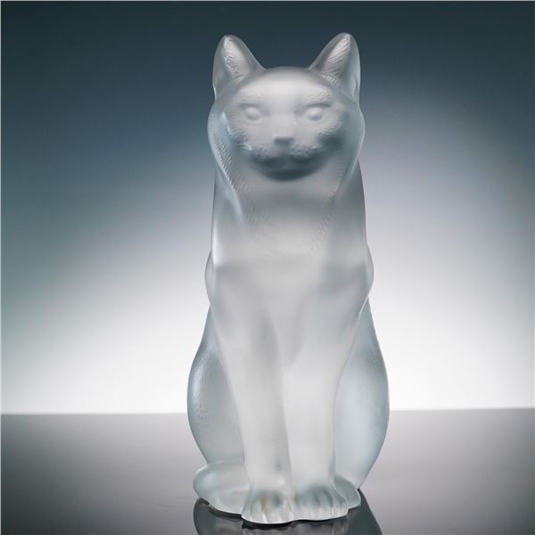 Lalique Crystal Figurine, Cat Sitting