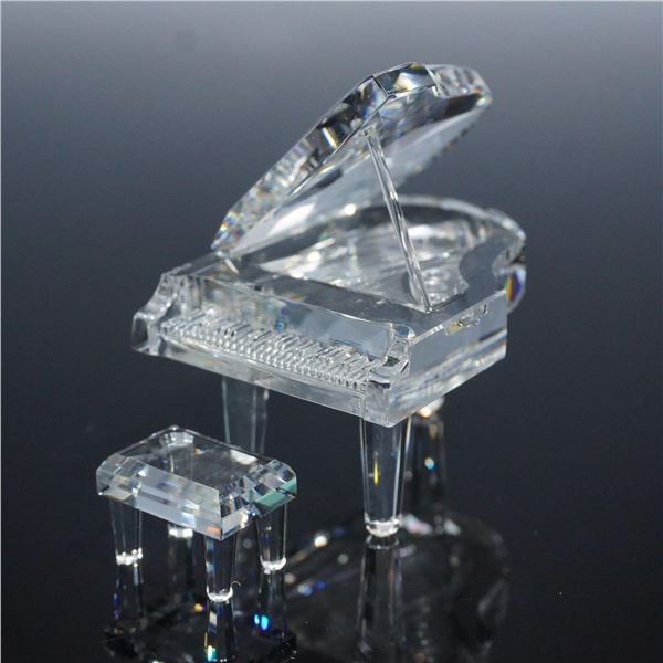 Crystal World Figurine, Grand Piano with Bench