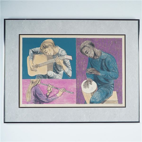 Anton Refregier, Color Lithograph, Three Musicians, Signed and Numbered