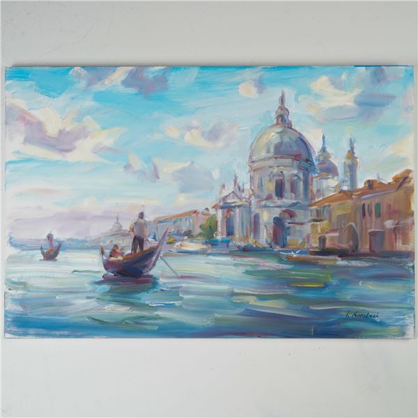 Igor Korotash, Oil on Canvas, Venice Gondolas - Signed