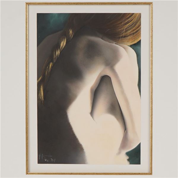 Alison Burnett Signed Lithograph, Green Nude