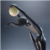 Image 10 : Mid Century Bronze Nude Female Figure with Onyx Sphere