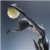 Image 8 : Mid Century Bronze Nude Female Figure with Onyx Sphere