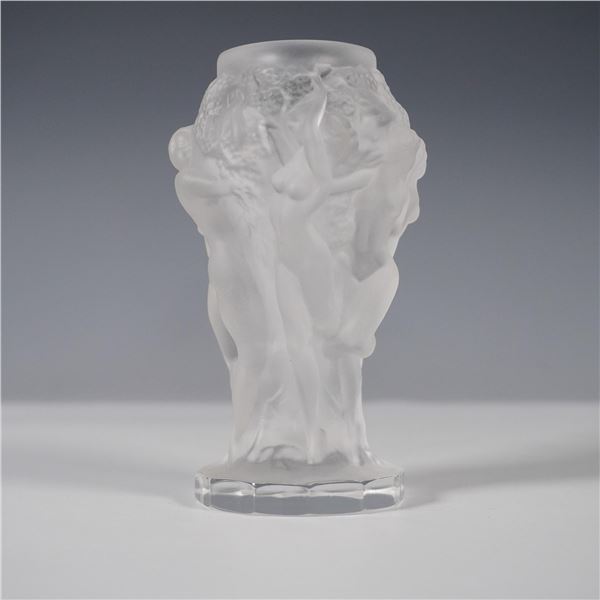 Lalique Style Bacchantes Frosted Crystal Vase