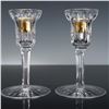 Image 1 : 2pc Waterford Crystal Candlestick Holders with Gold Inserts