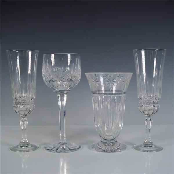 4pc Crystal Glassware Set Including Signed Waterford Christmas Vase
