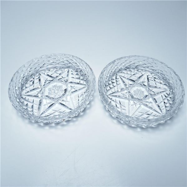 Pair of Cut Crystal Dishes with Starburst Pattern
