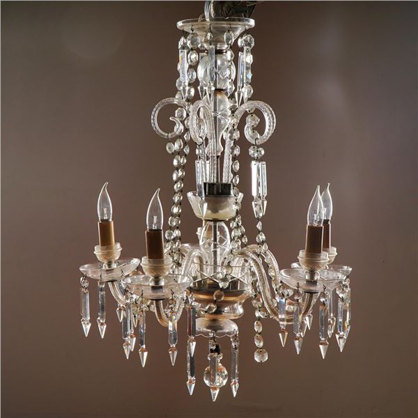 Crystal Prism 5-Light Chandelier with Medallion