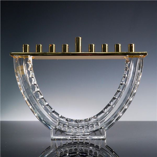 Waterford Crystal and Brass Judaica Menorah