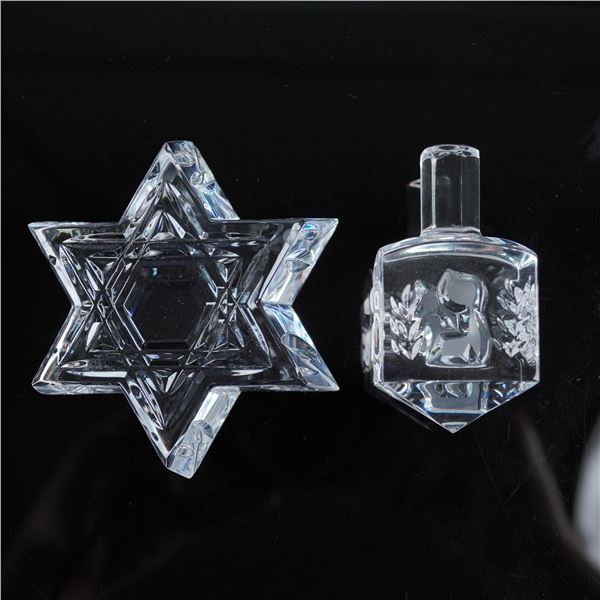 2pc Waterford Crystal Judaica Star and Dreidel