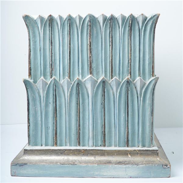 Hand-Carved Wooden Architectural Pedestal Table