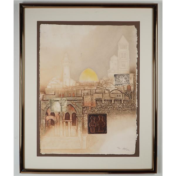 Mikulas Kravjansky, Mixed Media Print, Jerusalem City of Gold - Hand Signed