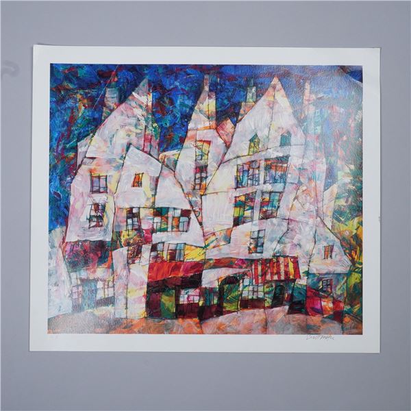 Harry Guttman Artist Proof Print, Abstract European Village