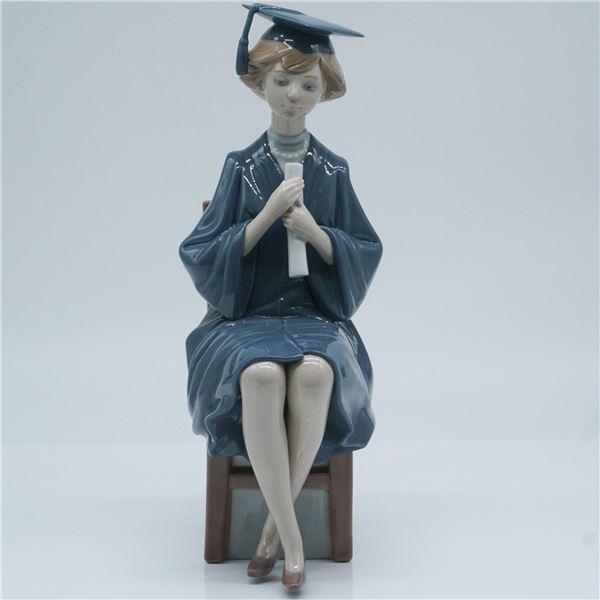 Signed Lladro Porcelain Figurine, Girl Graduate 1005199