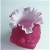 Image 2 : Victorian Style Pink Satin Glass Vase with Embossed Roses
