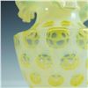 Image 4 : Opalescent Yellow Glass Vase with Ruffled Rim