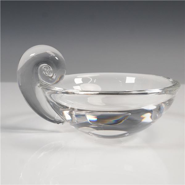 Steuben Glass Round Snail Bowl with Cloth Pouch